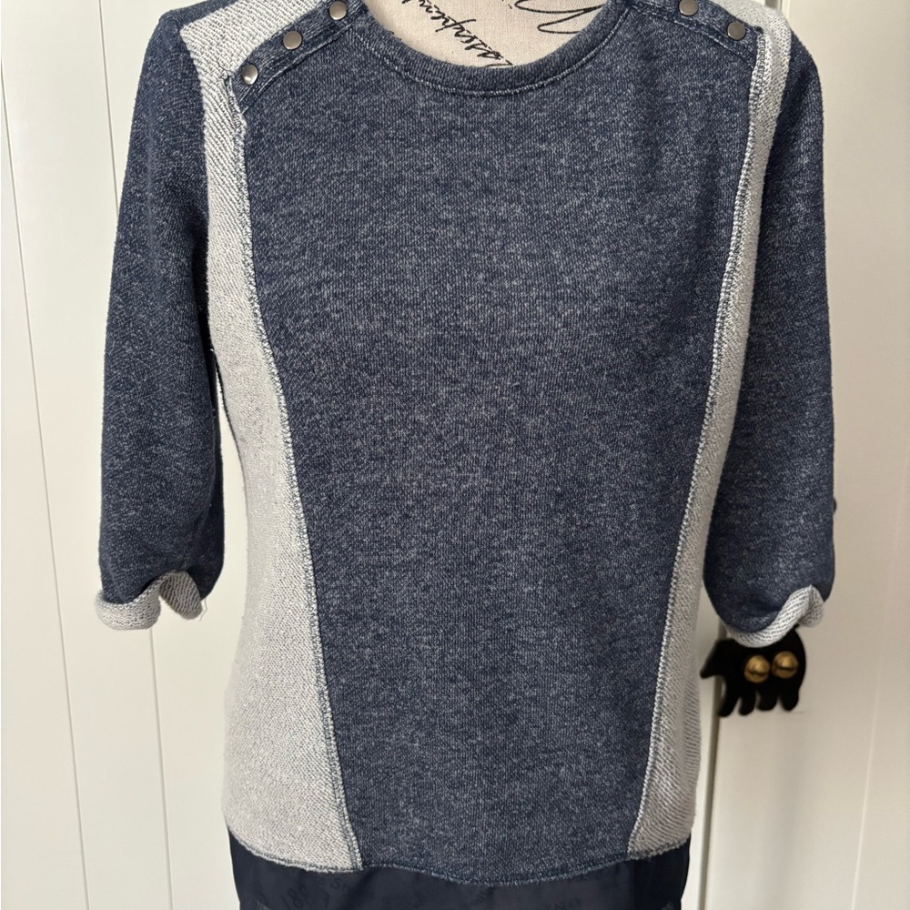 Style & Co. Navy and Light Gray Contrast Crewneck Sweatshirt